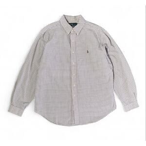 Polo Ralph Lauren Classic Fit Pink Blue Gingham Long Sleeve Button Up Shirt XL